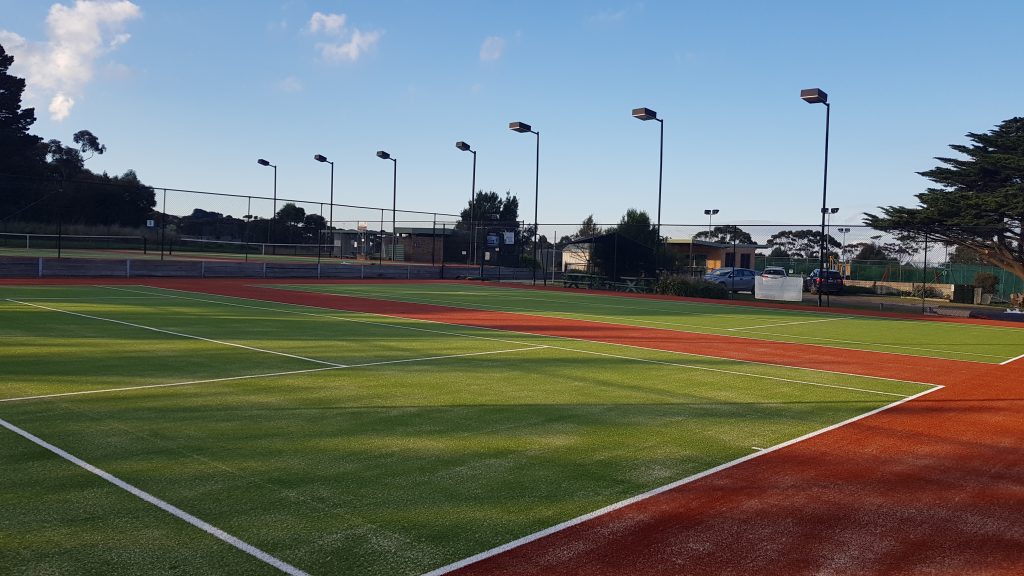 synthetic tennis courts at South Gisborne Tennis Club, Macedon Ranges